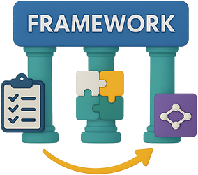 Peças ilustrando o conceito de framework